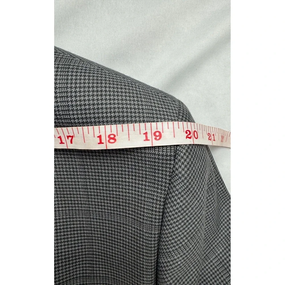 Stafford CoolMax EcoMade Gray Houndstooth Performance Wool Suit Jacket 46R NEW